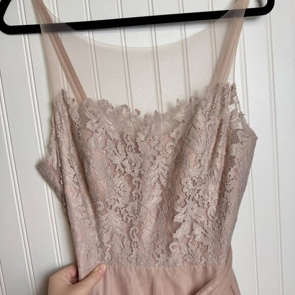 Watters & Watters pink lace tulle sleeveless maxi formal dress size 12 C47 - Picture 4 of 10